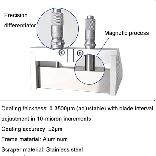 Adjustable Film Applicator Coater, Precision Lab Dr Blade Coating Machine, 2μm Wet Film Thickness Device with Magnetic Suction for Accurate Coating Applications