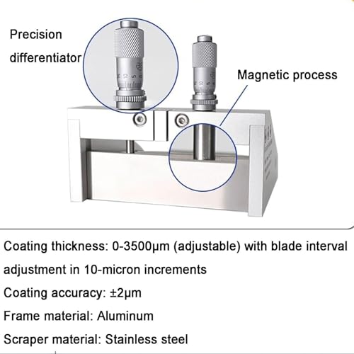 Dispositivo di Rivestimento a Film Umido Regolabile, misuratore di Spessore da 0 a 3500 µm con Lama in Acciaio Inossidabile per Test di verniciatura e Preparazione di elettrodi CER