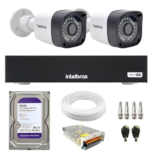Kit 2 Câmeras Segurança Full HD DVR Intelbras 4 Canais