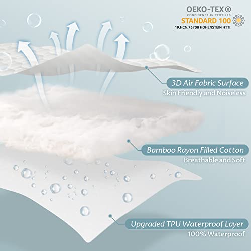 Queen Size Waterproof Mattress Protector Rayon from Bamboo Fitted Quilted Mattress Pad Cover with Deep Pocket Up to 18'' - Thumbnail 3