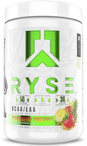 RYSE BCAA EAA Powder - Strawberry Pineapple - 5g Branched Chain Amino Acids, 3g Essential Aminos,
