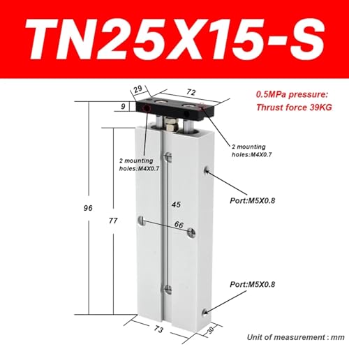 Cylindre pneumatique TN25X30S double effet double tige alésage 25mm - 3
