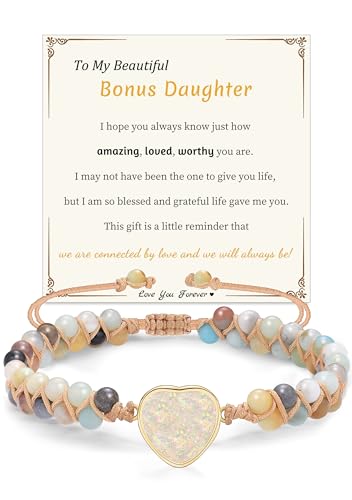 Image of Gifts for Daughter Granddaughter Christmas Gift To My Mom Grandma Wife Girlfriend Sister Jasper Heart Beaded Bracelets Birthday Valentines Mothers Day Stocking Stuffers for Teens Handmade Jewelry