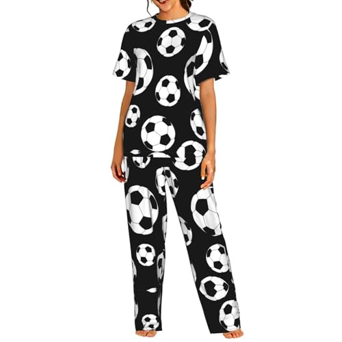 Pyjama noir col rond femmes le vêtement de nuit doux taille élastique
