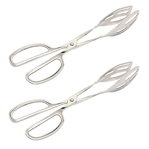 Salad TongsPack of 2 Thickening Stainless Steel Serving Tongs Scissor Tongs Buffet Party Catering Serving TongsCake Tongs Bread Tongs Chafing Dish Tongs Kitchen Tongs