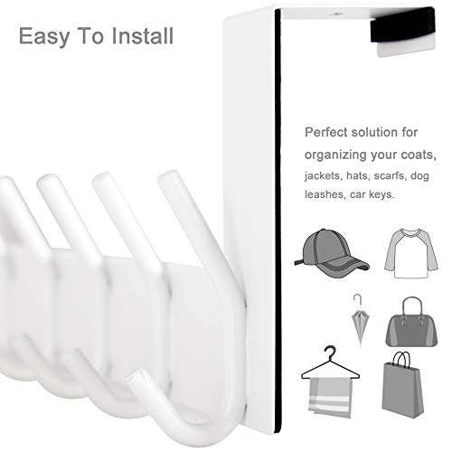 WEBI Over The Door Hook,Over Door Hanger Coat Rack Over The Door Towel Rack,Towel Hanger,6 Hooks for Hanging Clothes,Hats,Bathroom,White - Image 3