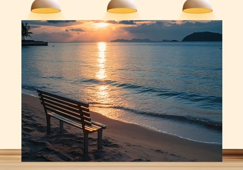 Sunset Beach Backdrop Museum Exhibit Tropical Seaside Aloha Luau Hawaii Cultural Display Background Party Decorations Interactive ExhibitHome Wall Decor Photo Booth Props 4X4ft Fabric