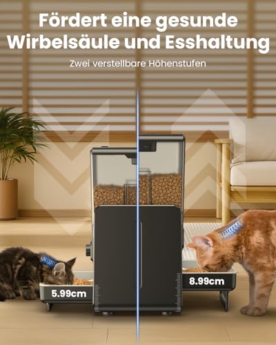 Cityflee Cityflee Futterautomat Katze für 2 Katzen, 5L/20 Tassen Katzenfutter Automat mit verstellbaren Schalen, Abnehmbares Bedienfeld, zeitgesteuert, Katzen- und Hunde Futterautomat für Trockenfutter - Detailansicht 8 | Tages Deals