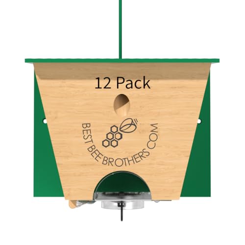 Best Bee Brothers Turbo Trap 2.0, Professional-Grade Carpenter Bee Trap for Outside with Bee Vault, Large Viewport & Spring-Loaded Door, 4.1” W x 4.8” H x 5.9” D