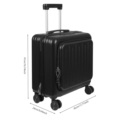 18 Inch Carry On Luggage, Hard Shell Expandable Carry-On Suitcase Aluminum Carry on Luggage Small Rolling Luggage with Spinner Wheel, Usb Interface, Cup Holder-Black2