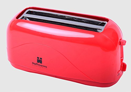 Preisvergleich Produktbild HOFFMANNS 4-Scheiben Langschlitztoaster - Toastautomat mit "COOL-TOUCH"-Gehäuse und herausnehmbarer Krümelschublade (Rot)