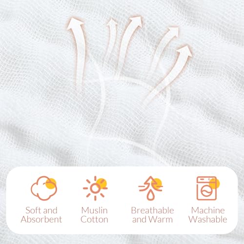 Image of VitalCozy 8 Pcs Baby Muslin Hooded Bath Towels and Washcloths, Muslin Hooded Baby Towels Absorbent Blankets for Gift Newborn Infant Shower (Grey,Blue)