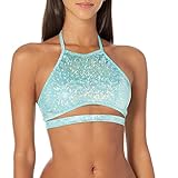 Originalprodukt von Roma. Roma Costume Damen Shimmer Crop Top with Underboob Cutout Bikinihose, lichtgrün, Large