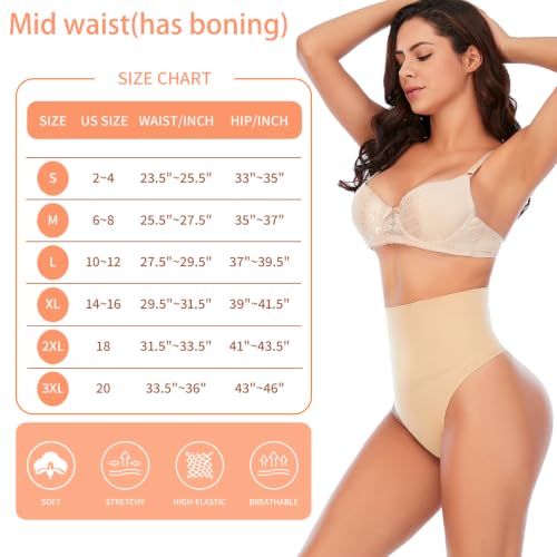 Image of Werena Tummy Control Thong Shapewear for Women Seamless Shaping Novelty Thong Panties Body Shaper Underwear
