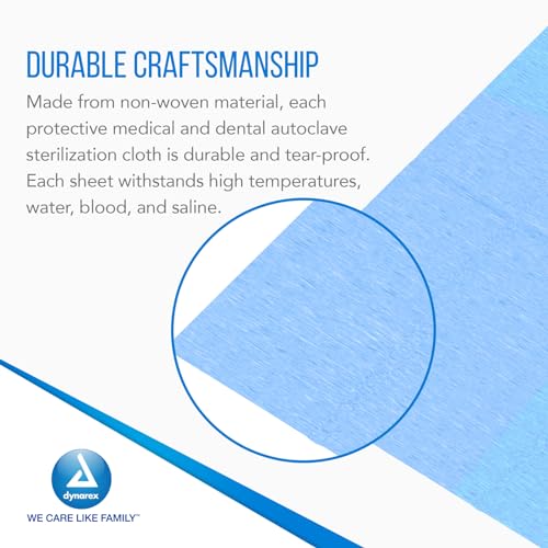 Dynarex CSR Wraps - Disposable & Tear-Proof Fabric Sterilization Wraps for Steam & EO Gas Instrument Sterilization - 12" x 12”, Bulk Case of 1,000