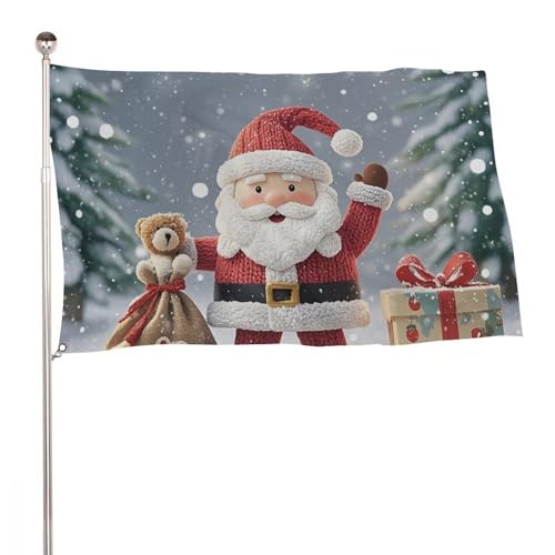 Drapeau de bienvenue de jardin saisonnier ours pour vacances de Noël