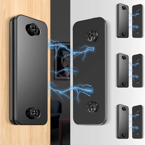 Cabinet Magnets, Magnetic Door Catch, Ultra Thin Magnetic Drawer Catch for Cabinet, Drawer, Wardrobe, Storage Cabine (Black 4PCS)