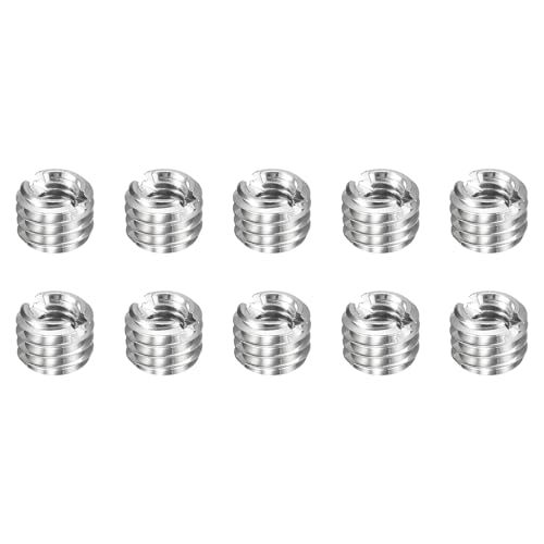 Image of sourcing map 10pcs Thread Repair Inserts M5 x 0.8 Male to M3 x 0.5 Female Thread 4mm Long Stainless Steel Reducing Nuts Metric Self Tapping Sleeves Threaded Reducer Industrial Fasteners