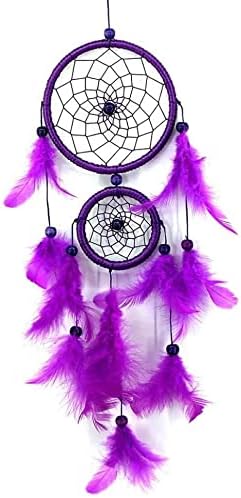 U-M Home Décor 1PC Handmade Lace Dream Catcher Feather Bead Hanging Decoration for Bedroom Living Bathroom House Shop Office Decor Ornament (Purple) Useful and Fashion