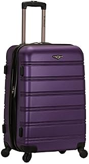 Rockland Melbourne Hardside Expandable Spinner Wheel Luggage, Purple, Checked-Medium 24-Inch