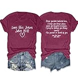 LOTUCY Christian Shirts for Women:Love Like Jesus Faith Shirt Dear Person Behind Me Faith Scripture Graphic Tees Dark Purple