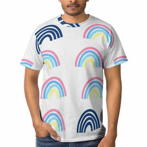 T-Shirt à Col Rond pour Homme Arc-en-Ciel en Coton Confortable