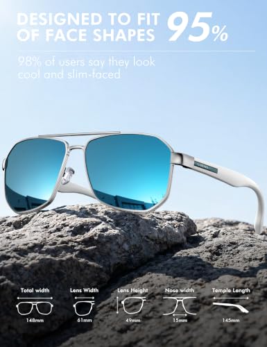 Image of Luenx Aviator Polarized Sunglasses for Men: Square UV400 Driving