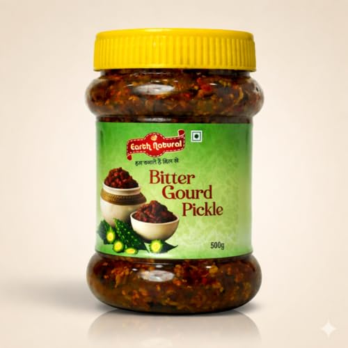 Image of Earth Natural Bitter Gourd Pickle 500g, | Homemade Karela ka Achaar | Sun-Dried Pickle with No Preservatives | Authentic Karele ka Achar Recipe | Traditional Indian Spices