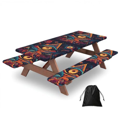 Housse de table de pique-nique 183cm extérieure rectangulaire élastique - 2