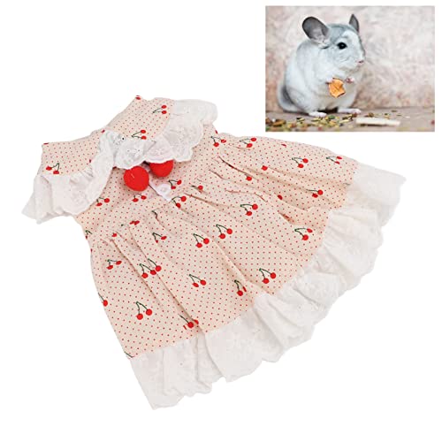 Vestuário para cachorros, padrão de cereja lavado à mão respirável, vestido de algodão pequeno macio