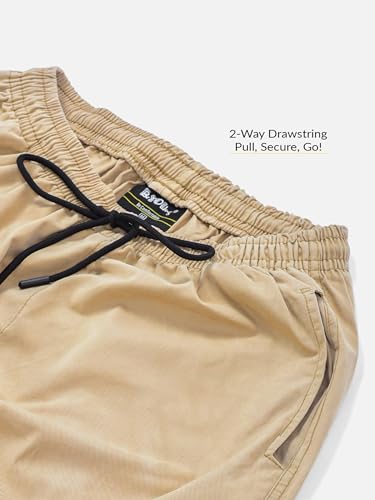 Image of Beyoung Cotton Regular Fit Heavy Gauge Cargo Joggers for Men | Ribbed Hem | Spacious Pockets | Track Pants | Elastic Waistband | Cargo for Men
