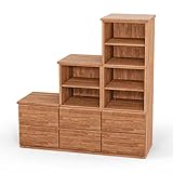 ben+camilla.com Square Massivholz Stufenregal Rechts-Anschlag | Regalwürfel-Set Kiel | 114,8 x 117,6 x 32 cm in Kernbuche | mit Schubladen
