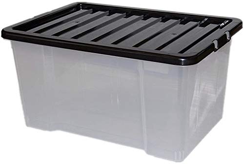 50L 50 Litre Large Big Plastic Storage Clear Box Strong Stackable Container - Made In U.K. (2)