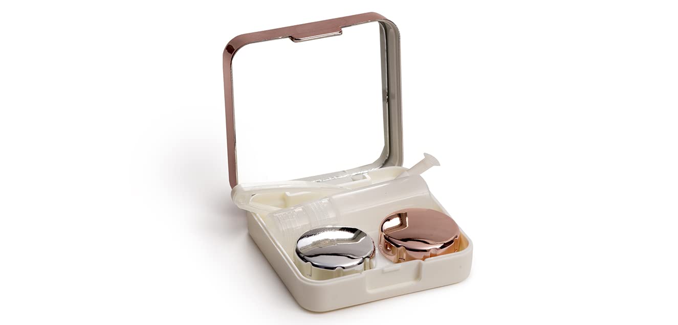 LensKandy Eyekan Travel Contact Lens case Box with Mirror | Rose Gold | Plastic Material 1