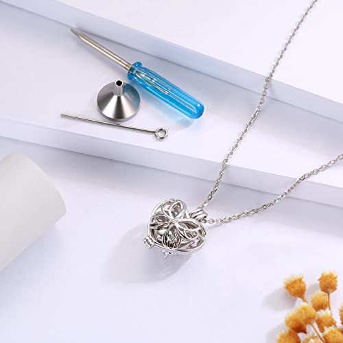 Butterfly Cremation Urn Necklace For Ashes - 925 Sterling Silver Cross Cremation Memorial Keepsake Locket With Cubic Zirconia Pendant Jewelry Women Keepsake Bereavement Gift For A Loss Of The Loved One (Open Locket) #TOP5
