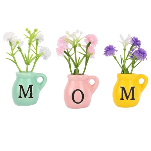3 imanes mini jarrón para refrigerador con flores artificiales