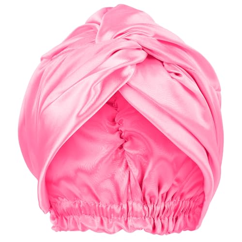 Seidenhaube zum Schlafen Seide Rose Rot Weicher Sanfter Silk Bonnet den Kopf Atmungsaktiv Trocken zu Halten Kopftuch zum Schlafen ist Elegant Schlafmütze Seide Haarschutz für die Nacht