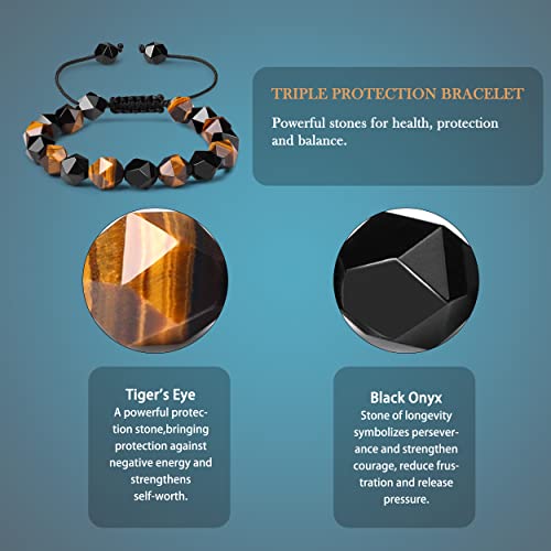 Starmond Mens Bracelets Beads - 10Mm Onyx Tiger Eye Bracelet Protection Bracelets For Men Women - Black Bracelet For Men Adjustable? #TOP1