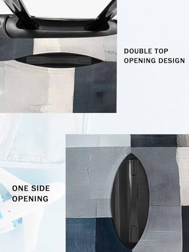 Abstract Color Block Travel Luggage Cover, Navy Blue Black Anti-scratch Elastic Luggage Covers For Suitcase Protector, Washable Baggage Covers4