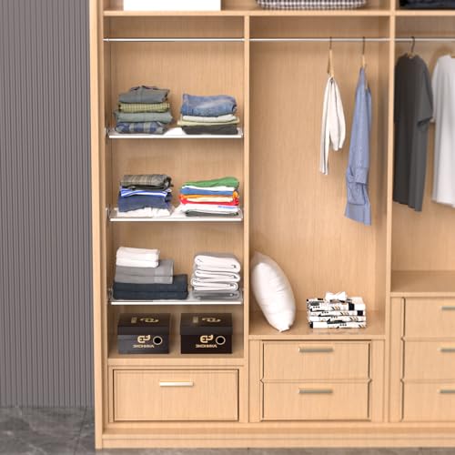 SANNO Tension Shelf Organizer for Closet, Adjustable 17-31" with Heavy-Duty Adhesive - DIY Expandable Shelf Dividers for Cabinet, Pantry, Wardrobe, Kitchen, 2 Pack by SANNO - Image 5