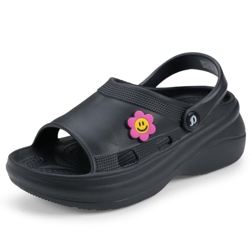Image of DOCTOR EXTRA SOFT Women's Classic Smiley Charm Clogs /Sandals with Adjustable Back Strap for Adult| Comfortable & Lightweight | Stylish & Anti-Skid| Casual Waterproof Everyday Mules Girls Ladies D-539