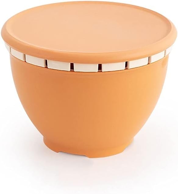 Draining Rack 2-in-1 Multi-Function Kitchen Colander/Strainer Bowl Set Stackable Refrigerator Bins Baskets with Lids and Removable Drain Basket for Veggie Fruits Drainage Rack(B,Large)