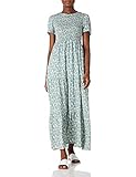 vestidos con manga tres cuartos Características: vestido largo acampanado o línea A con pecho elástico fruncido, estampado floral, cintura alta, cuello redondo y un cierre de botón en la parte trasera del cuello.