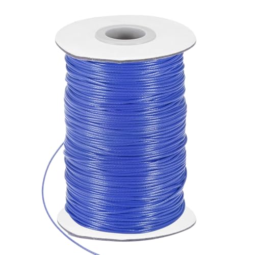 M METERXITY Waxed Polyester Cord, 175 Yards 1mm Waxed Beading String with Spool for Jewelry Making/DIY Handmade Crafts/Necklaces/Bracelets, String Macrame Bracelet Thread [Sapphire Blue]