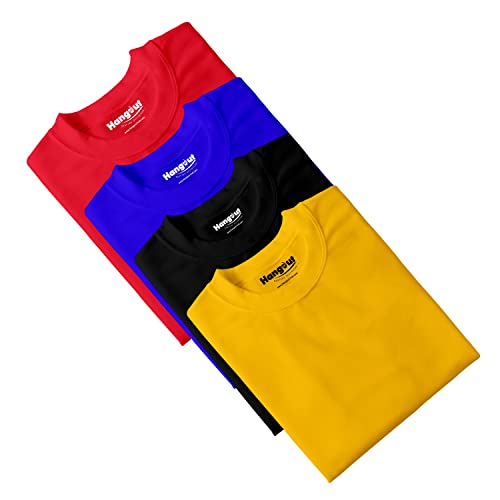 Image of Hangout Hub HH87 Tshirt for Boy's | Regular Fit | Super Combed Cotton Kids T-Shirt | Solid Plain Tees | Round Neck T Shirt | Half Sleeves |Pack of 2 | 3 | 4 | 5 |6