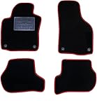 Alfombrillas para coche de moqueta con topes de fijación, talonera de goma, borde antideslizante, 4 logotipos rojos, a medida perfectamente para su coche, resistentes al agua e inodoras, de fabricación italiana, un toque de clase a su coche