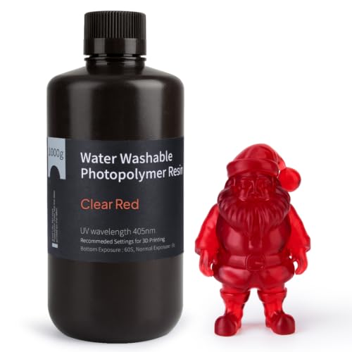 Image of ELEGOO Water Washable 3D Printer Resin LCD UV-Curing Resin 405nm Standard Photopolymer Resin for Mars Saturn Jupiter MSLA DLP LCD 3D Printing 1000Gram Clear Red