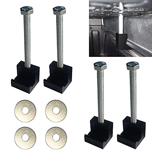 Truck Tool Box Mounting Kit Pickup Universal Fit Toolbox Tie Downs Aluminum Alloy J Hooks Crossover With Screws And Washers(4 Packs,Black) #TOP2