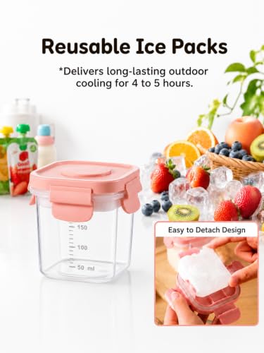 Mamalovey Snack Container with Reusable Ice Pack, Airtight Snack Box for Fruit, Yogurt, Cheese & Meal Prep, Leakproof Food Storage Container for Lunch, Travel & Picnic(200ml Pink) - Image 4