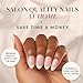 Glamnetic Press On Nails - MaDamn | French Tip Nails, UV Finish Short Pointed Almond Shape, Salon Quality Semi-Transparent Nails in 12 Sizes - 24 Nail Kit with Glue